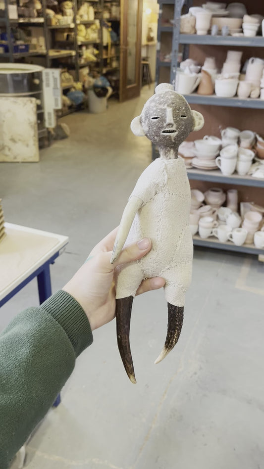 Antique Linen Obvara Fired Poppet