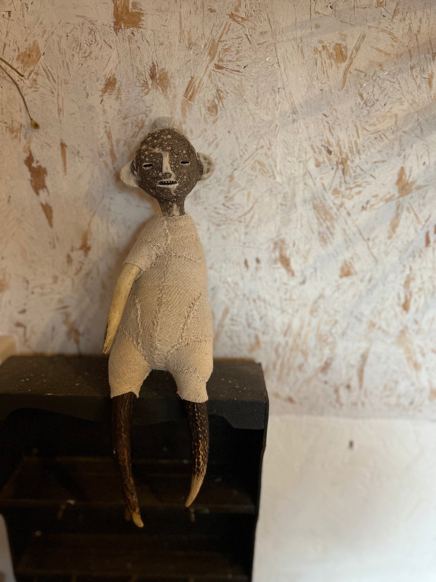 Antique Linen Obvara Fired Poppet