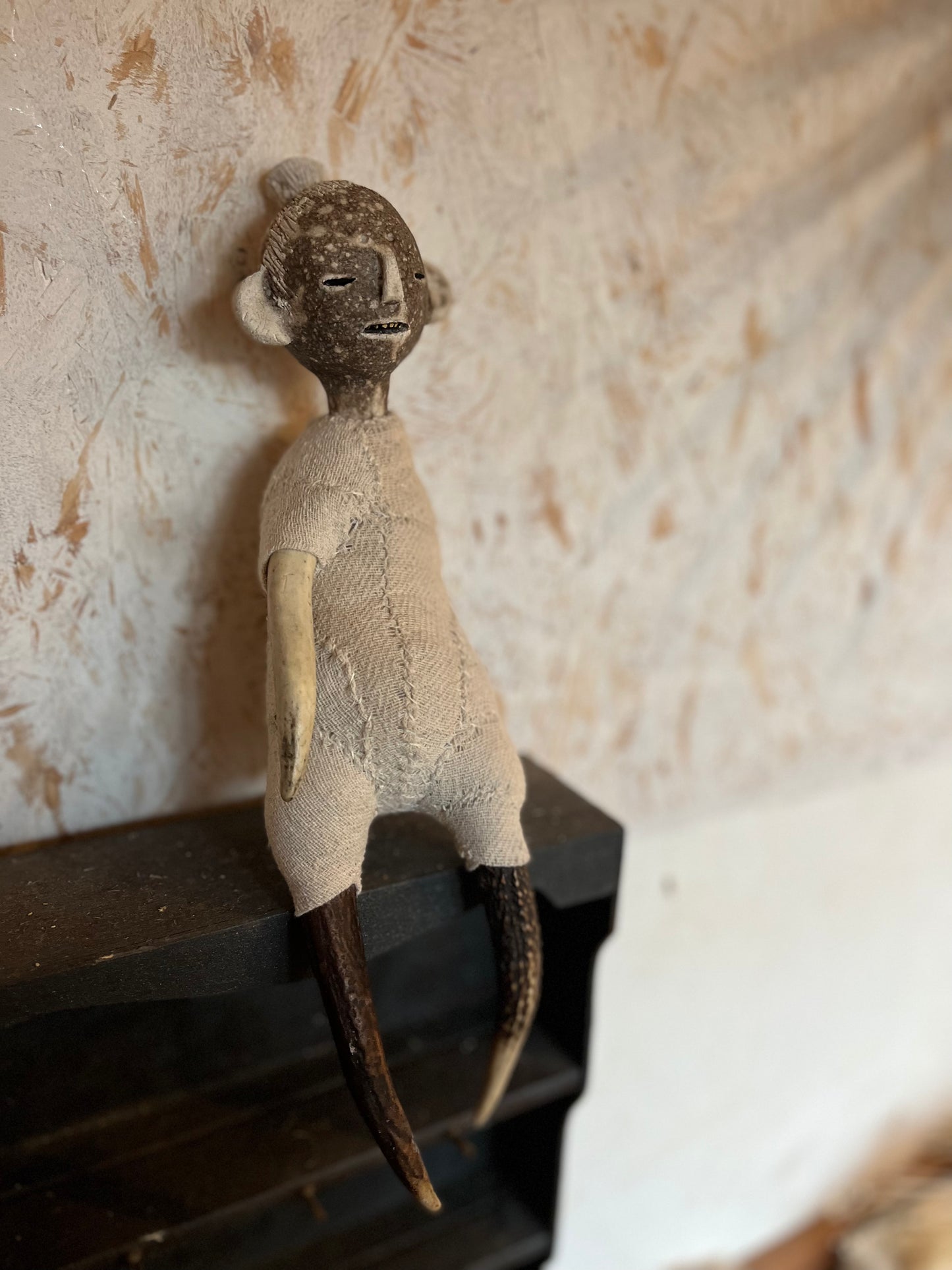 Antique Linen Obvara Fired Poppet